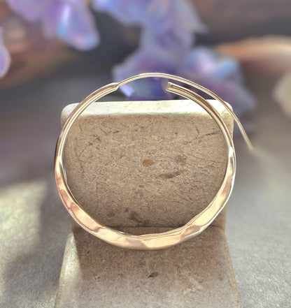 Statement Silver Hoop Earrings 5cm | Hammered Effect Silver Plated Hoops | Lightweight Bold Earrings | Modern Jewellery | Nickel Free