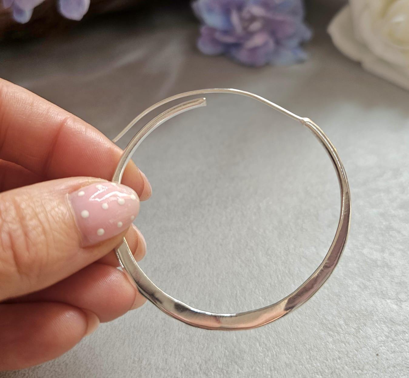 Extra Large Silver Hoop Earrings 5.5cm | Hammered Effect Statement Hoops | Lightweight Silver Plated Jewellery | Nickel Free