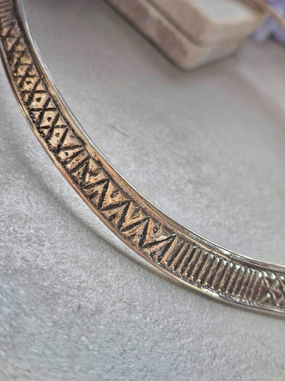 Silver Plated Engraved Choker Necklace, Geometric Tribal Collar Necklace, Minimalist Statement Jewellery, Boho Layering Necklace, Gift for H