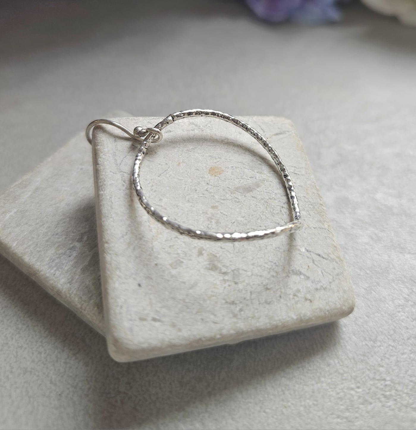 Irregular Silver Hoop Earrings, Hammered Oval Hoops, Silver Plated Dangle Earrings, Minimalist Jewellery, Nickel Free Gift for Her