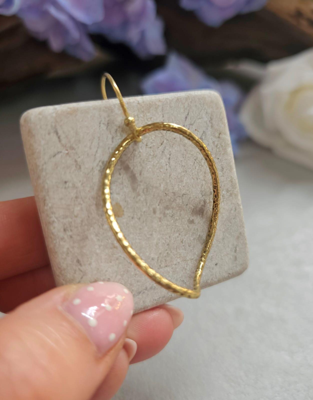 Irregular Brass Hoop Earrings, Oval Hoops, Dangle Earrings, Minimalist Gold Tone Jewellery, Nickel Free Gift for Her / Festival jewellery