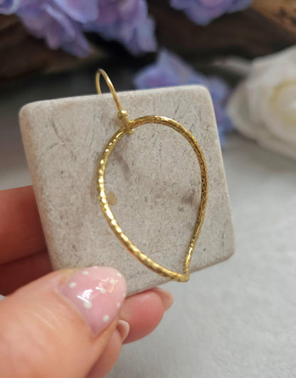 Irregular Brass Hoop Earrings, Oval Hoops, Dangle Earrings, Minimalist Gold Tone Jewellery, Nickel Free Gift for Her / Festival jewellery
