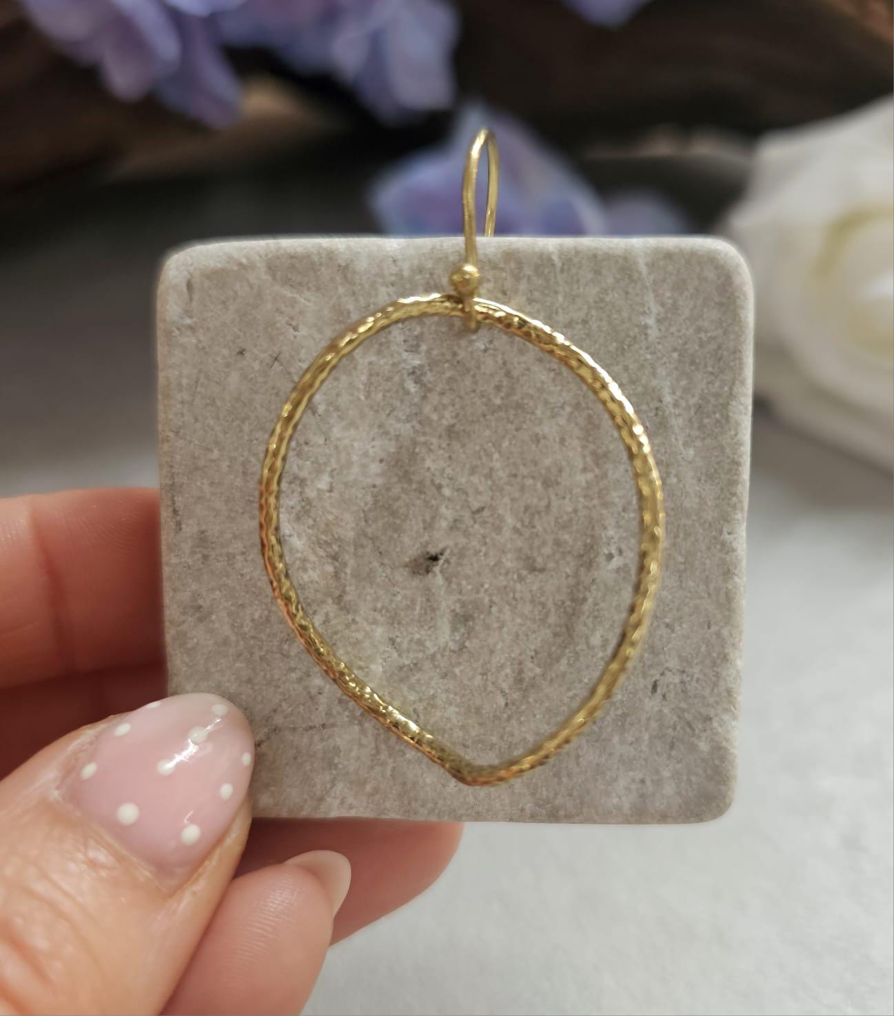 Irregular Brass Hoop Earrings, Oval Hoops, Dangle Earrings, Minimalist Gold Tone Jewellery, Nickel Free Gift for Her / Festival jewellery