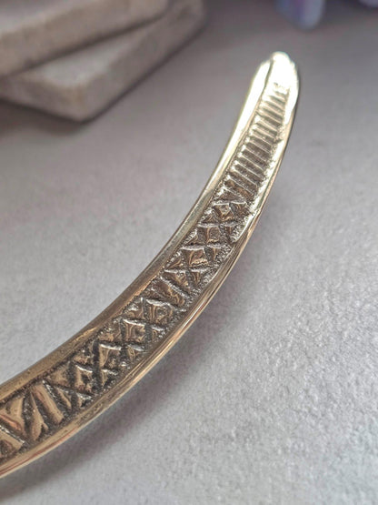 Raw Brass Engraved Choker Necklace, Boho Statement Collar Necklace, Tribal Geometric Brass Choker, Adjustable Minimalist Jewellery, Gift for