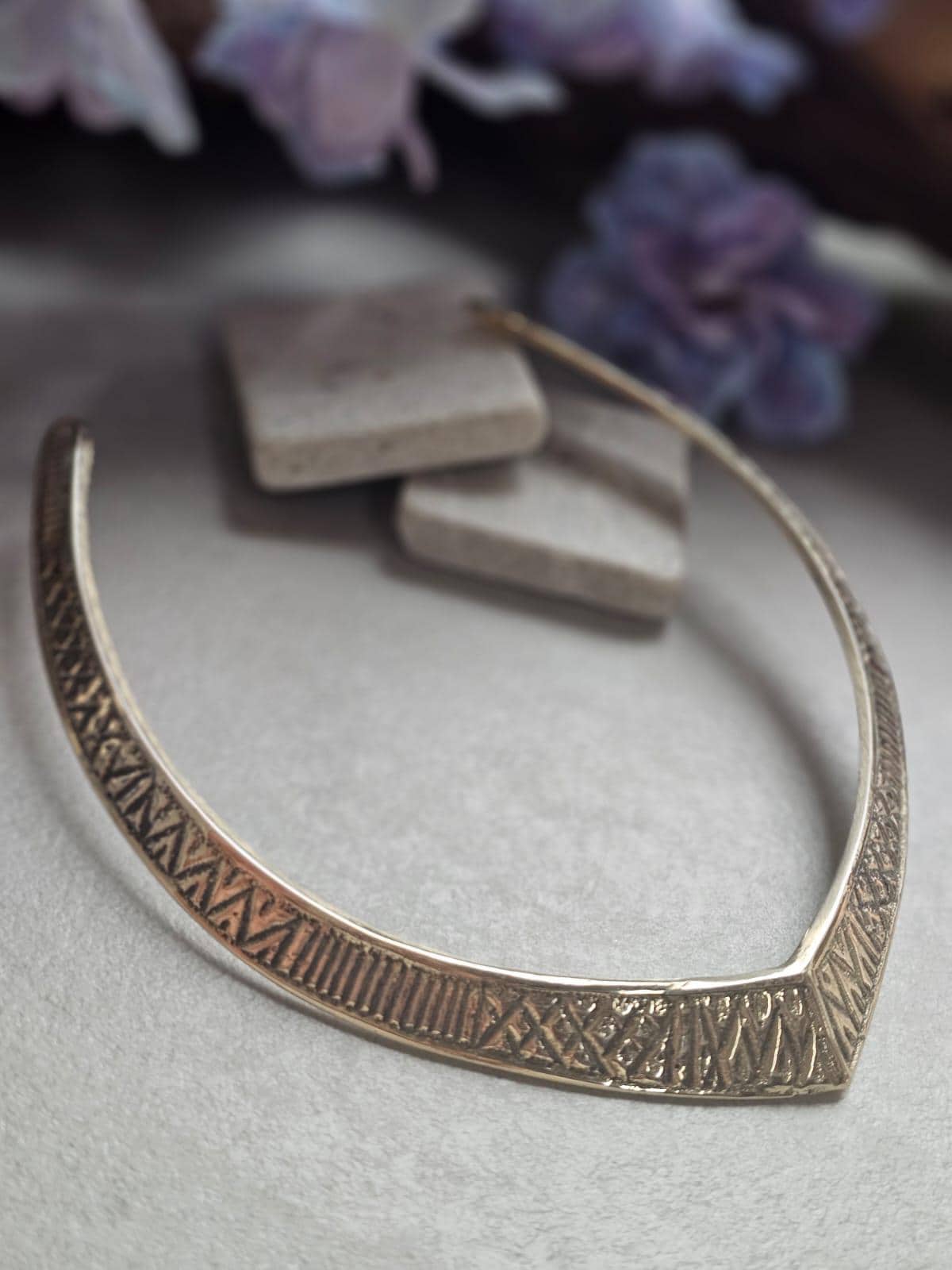 Raw Brass Engraved Choker Necklace, Boho Statement Collar Necklace, Tribal Geometric Brass Choker, Adjustable Minimalist Jewellery, Gift for