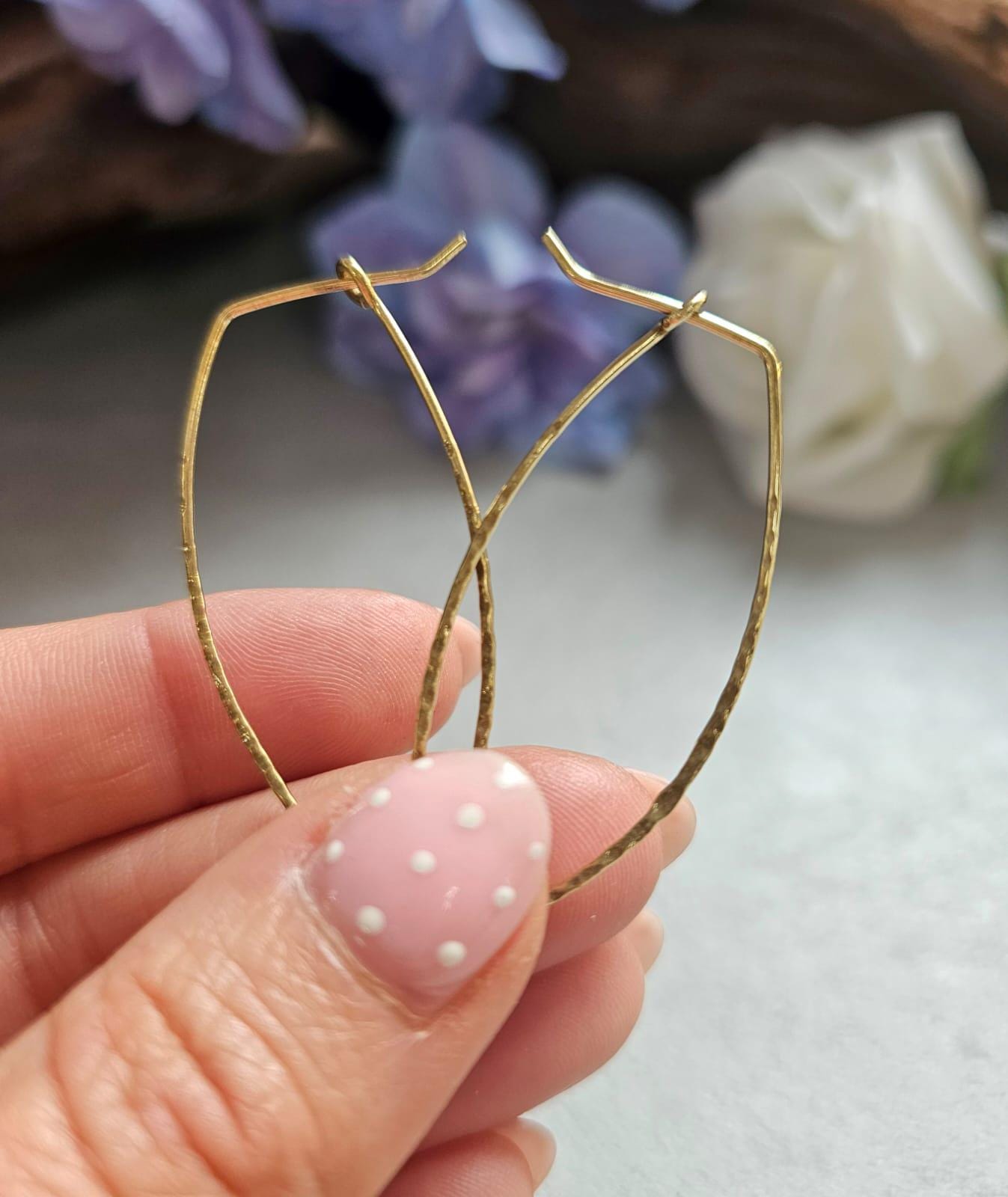 Raw Brass Minimalist Hoop Earrings, Lightweight Hoops, Hammered Brass Earrings, Everyday Simple Jewellery, Nickel & Lead Free