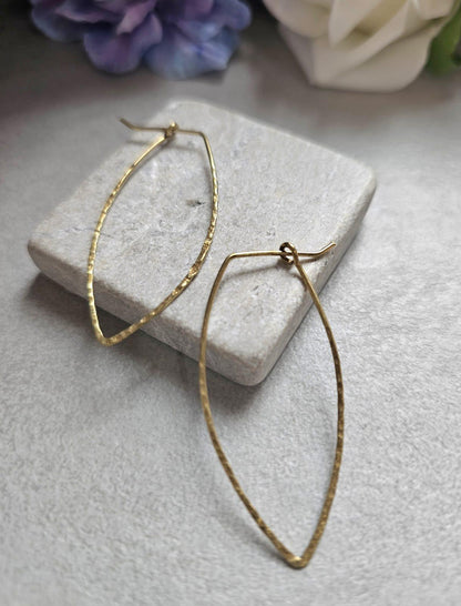 Raw Brass Minimalist Hoop Earrings, Lightweight Hoops, Hammered Brass Earrings, Everyday Simple Jewellery, Nickel & Lead Free