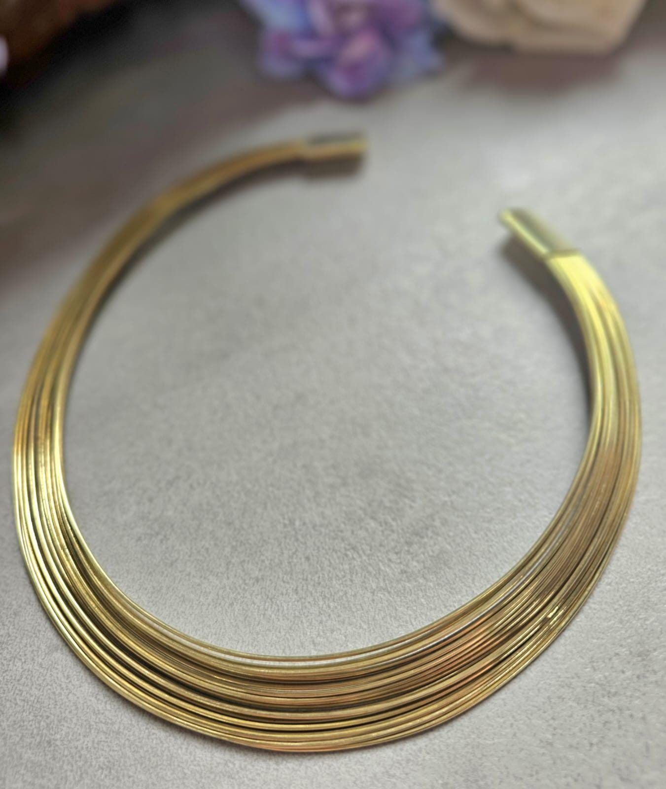 Raw Brass Layered Choker Necklace, Multi Strand Minimalist Collar, Modern Statement Neck Cuff, Nickel & Lead Free