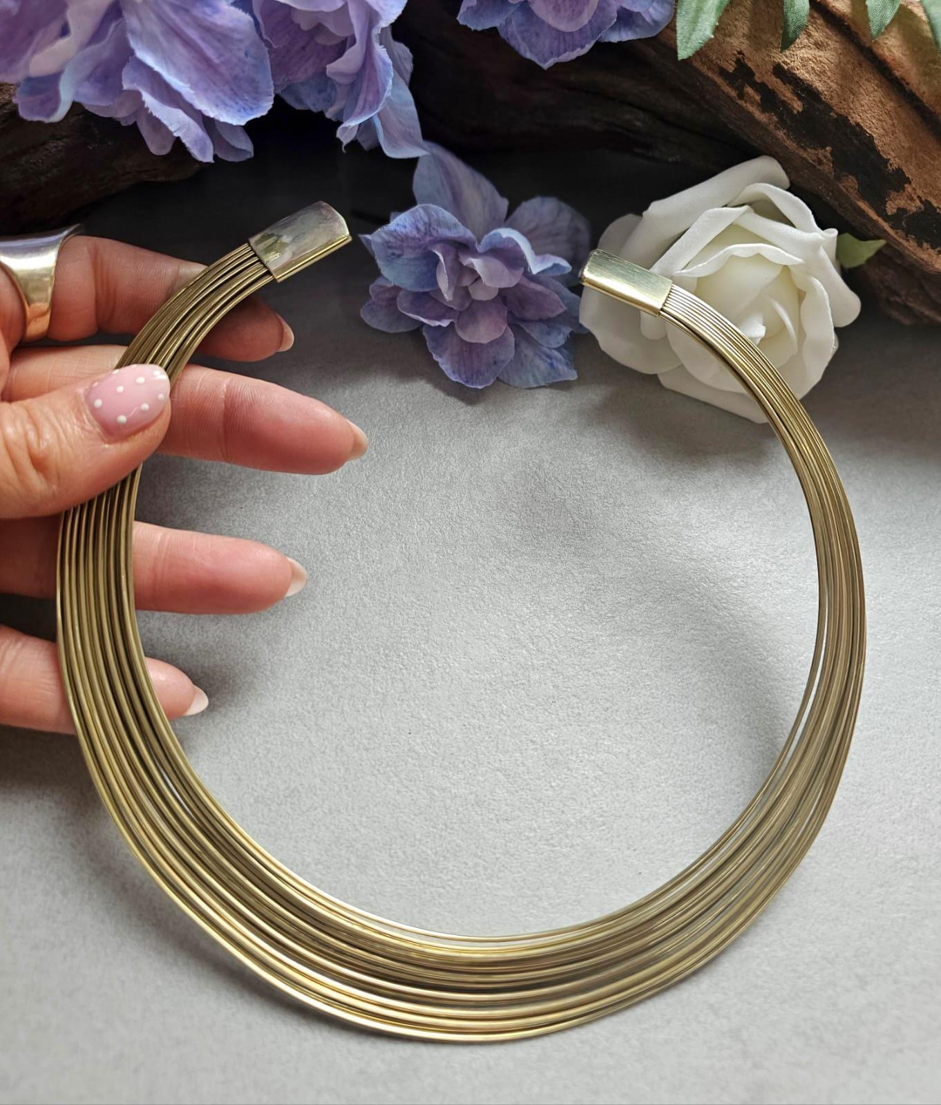 Raw Brass Layered Choker Necklace, Multi Strand Minimalist Collar, Modern Statement Neck Cuff, Nickel & Lead Free