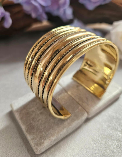 Raw Brass Cuff Bracelet, Wide Statement Cuff, Textured Brass Bangle, Minimalist Bold Bracelet, Adjustable Open Cuff, Nickel & Lead Free