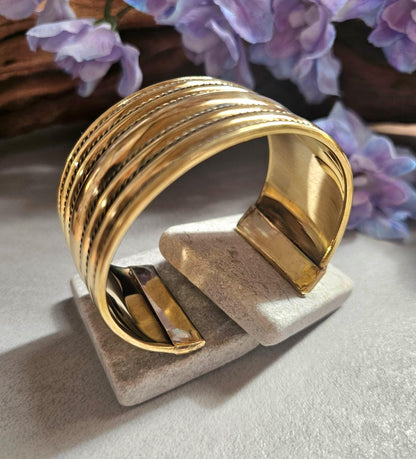 Raw Brass Cuff Bracelet, Wide Statement Cuff, Textured Brass Bangle, Minimalist Bold Bracelet, Adjustable Open Cuff, Nickel & Lead Free