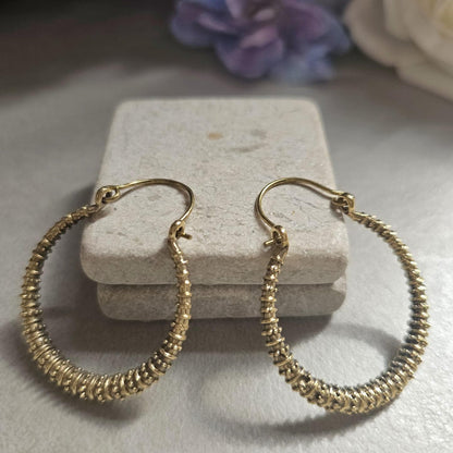 Textured Brass Hoop Earrings, Gold Hoop Earrings, Minimalist Statement Hoops, Lightweight Everyday Jewellery, Nickel Free Gift for Her