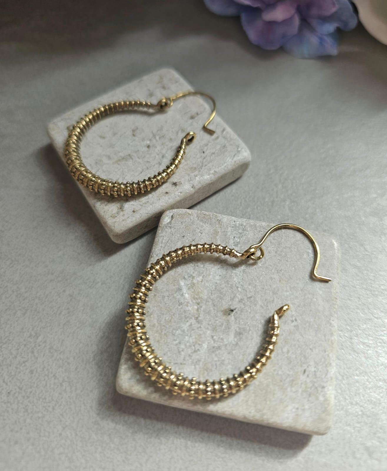 Textured Brass Hoop Earrings, Gold Hoop Earrings, Minimalist Statement Hoops, Lightweight Everyday Jewellery, Nickel Free Gift for Her