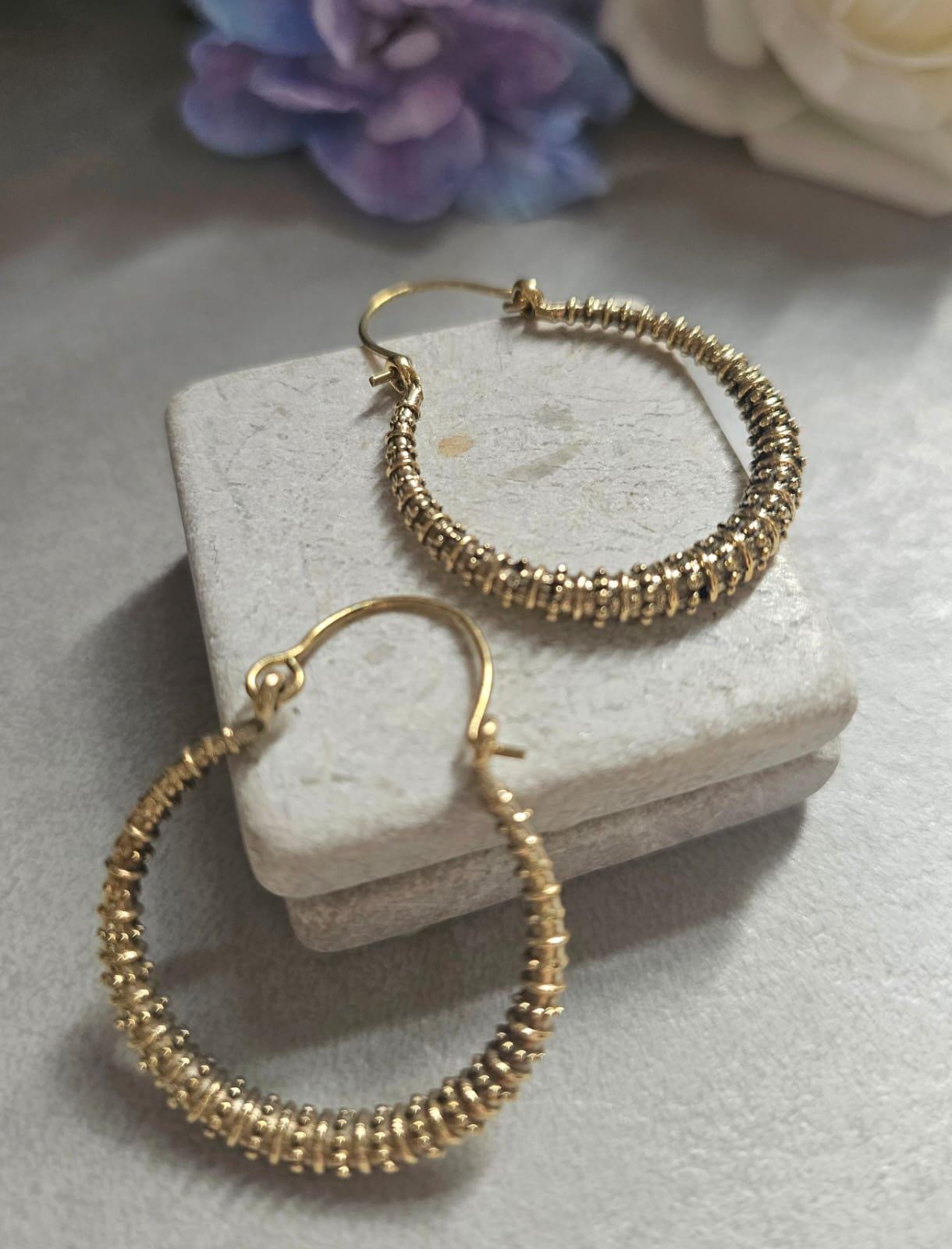 Textured Brass Hoop Earrings, Gold Hoop Earrings, Minimalist Statement Hoops, Lightweight Everyday Jewellery, Nickel Free Gift for Her