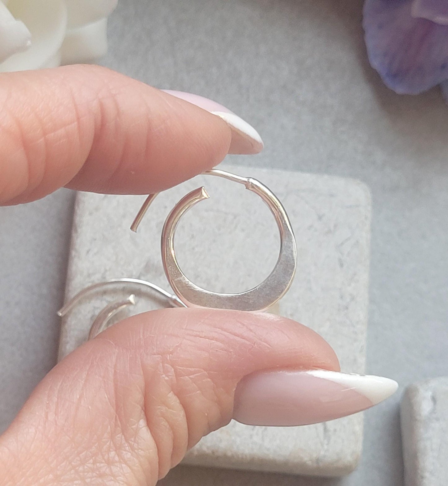 Silver Plated Hammered Hoop Earrings – 2cm | Minimalist Silver Hoops | Nickel Free, Lead Free, Hypoallergenic Jewellery