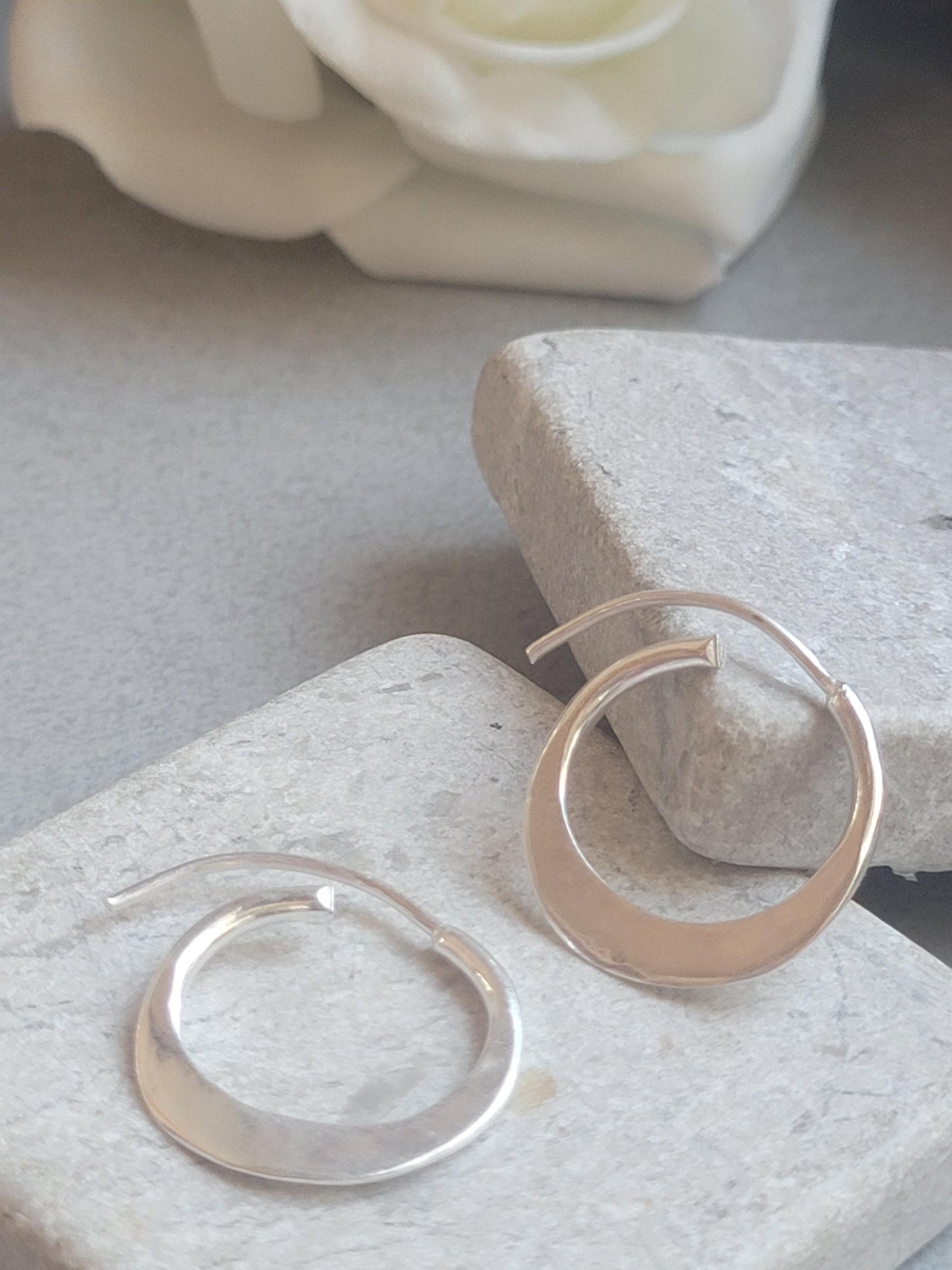 Silver Plated Hammered Hoop Earrings – 2cm | Minimalist Silver Hoops | Nickel Free, Lead Free, Hypoallergenic Jewellery
