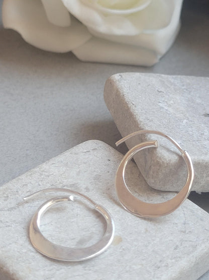 Silver Plated Hammered Hoop Earrings – 2cm | Minimalist Silver Hoops | Nickel Free, Lead Free, Hypoallergenic Jewellery