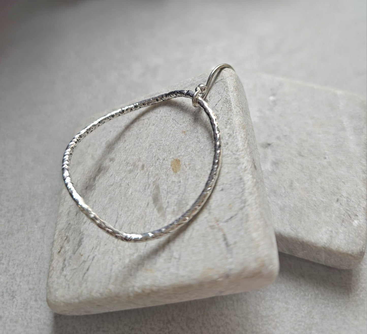 Irregular Silver Hoop Earrings, Hammered Oval Hoops, Silver Plated Dangle Earrings, Minimalist Jewellery, Nickel Free Gift for Her