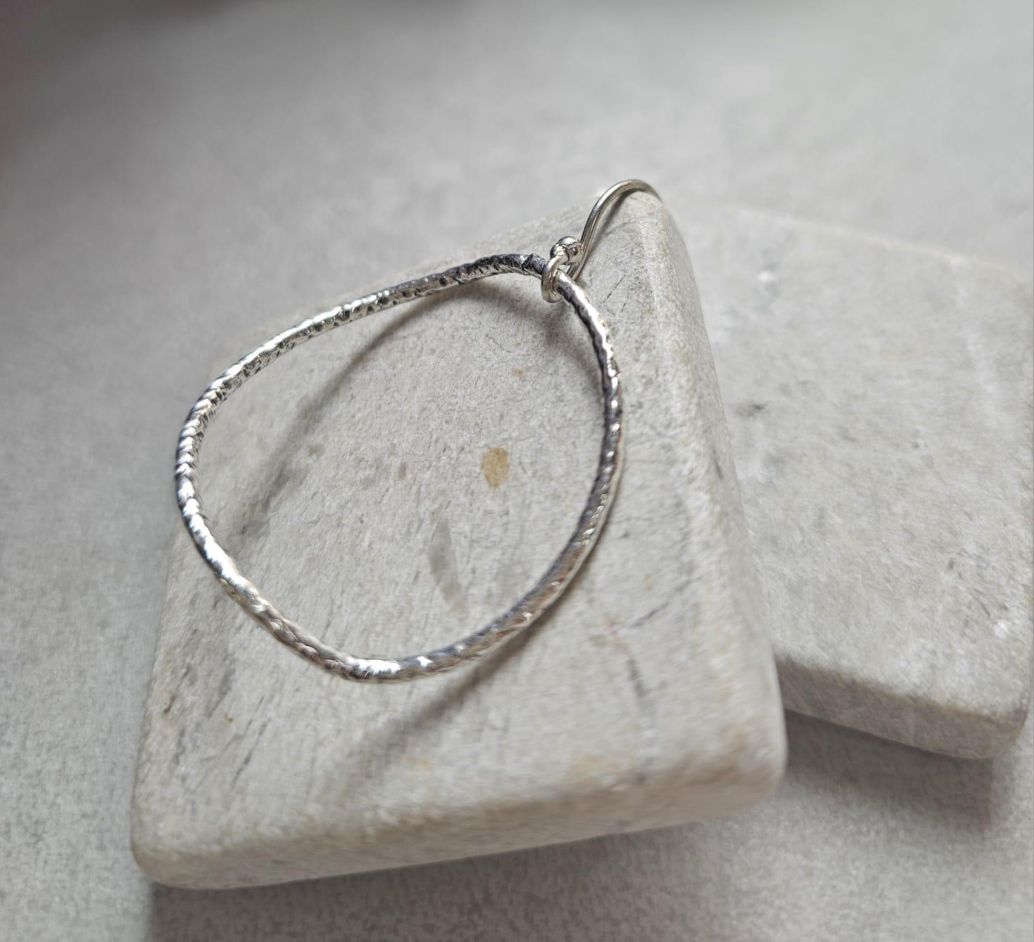 Irregular Silver Hoop Earrings, Hammered Oval Hoops, Silver Plated Dangle Earrings, Minimalist Jewellery, Nickel Free Gift for Her