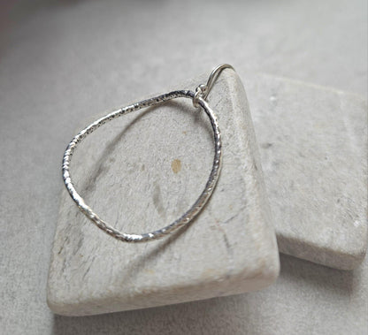 Irregular Silver Hoop Earrings, Hammered Oval Hoops, Silver Plated Dangle Earrings, Minimalist Jewellery, Nickel Free Gift for Her