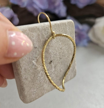 Irregular Brass Hoop Earrings, Oval Hoops, Dangle Earrings, Minimalist Gold Tone Jewellery, Nickel Free Gift for Her / Festival jewellery