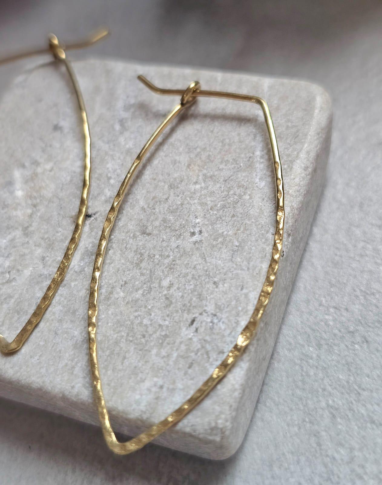 Raw Brass Minimalist Hoop Earrings, Lightweight Hoops, Hammered Brass Earrings, Everyday Simple Jewellery, Nickel & Lead Free