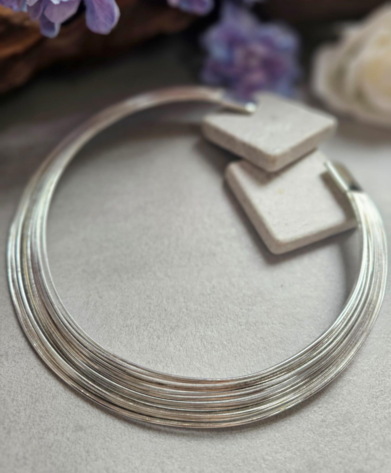 Silver Layered Choker Necklace, Multi Strand Choker, Statement Collar Necklace, Stacked Wire Necklace, Minimalist Silver Jewellery, Nickel F