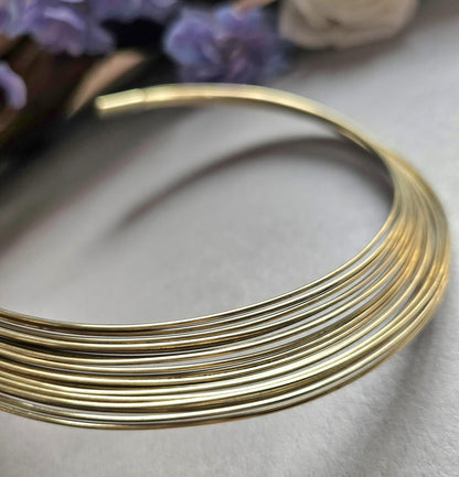 Raw Brass Layered Choker Necklace, Multi Strand Minimalist Collar, Modern Statement Neck Cuff, Nickel & Lead Free