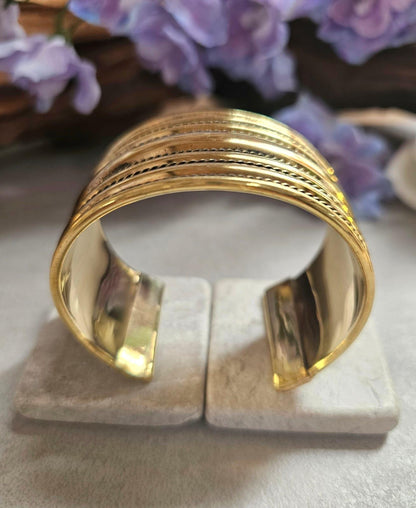 Raw Brass Cuff Bracelet, Wide Statement Cuff, Textured Brass Bangle, Minimalist Bold Bracelet, Adjustable Open Cuff, Nickel & Lead Free