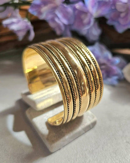 Raw Brass Cuff Bracelet, Wide Statement Cuff, Textured Brass Bangle, Minimalist Bold Bracelet, Adjustable Open Cuff, Nickel & Lead Free