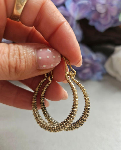 Textured Brass Hoop Earrings, Gold Hoop Earrings, Minimalist Statement Hoops, Lightweight Everyday Jewellery, Nickel Free Gift for Her