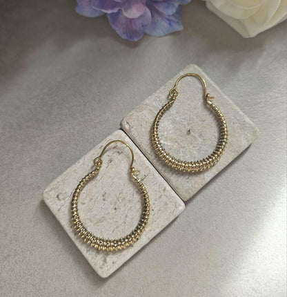 Textured Brass Hoop Earrings, Gold Hoop Earrings, Minimalist Statement Hoops, Lightweight Everyday Jewellery, Nickel Free Gift for Her