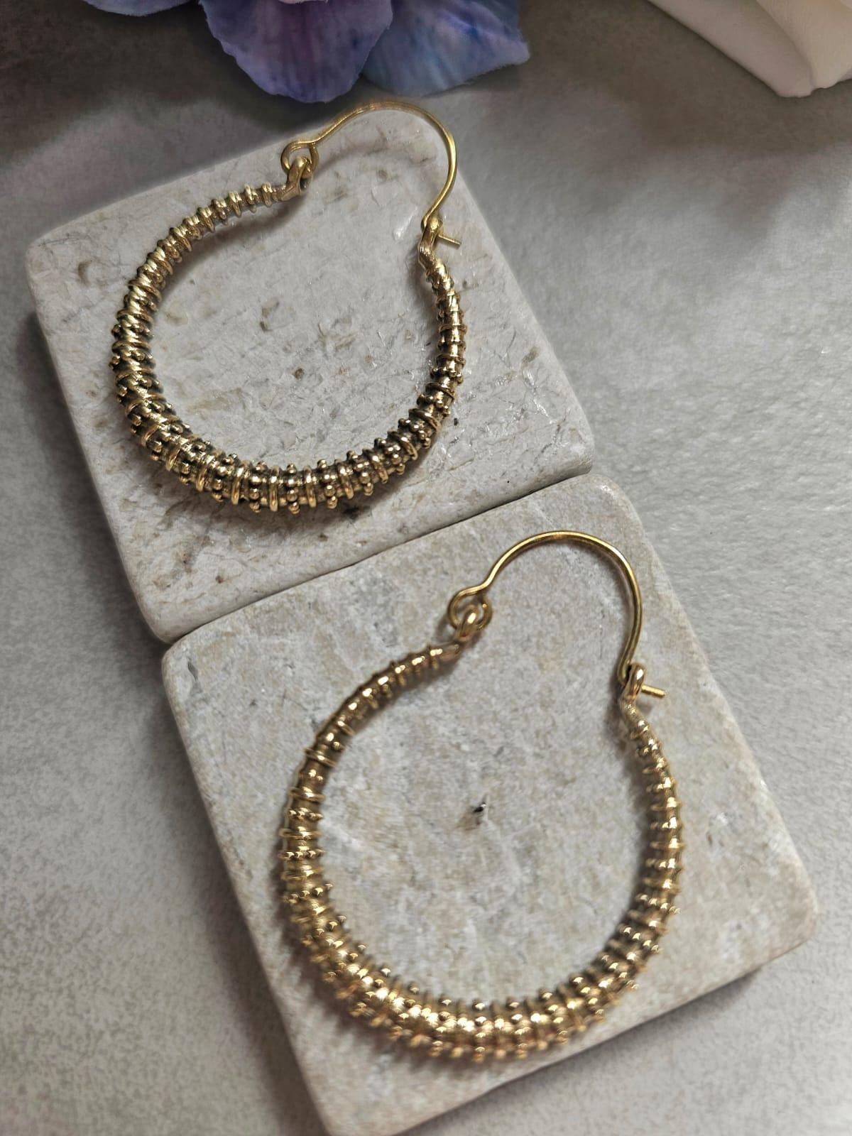Textured Brass Hoop Earrings, Gold Hoop Earrings, Minimalist Statement Hoops, Lightweight Everyday Jewellery, Nickel Free Gift for Her