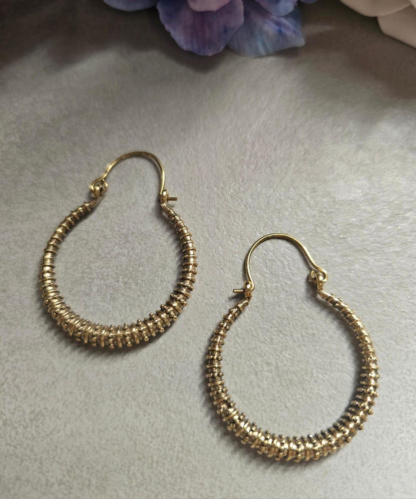 Textured Brass Hoop Earrings, Gold Hoop Earrings, Minimalist Statement Hoops, Lightweight Everyday Jewellery, Nickel Free Gift for Her