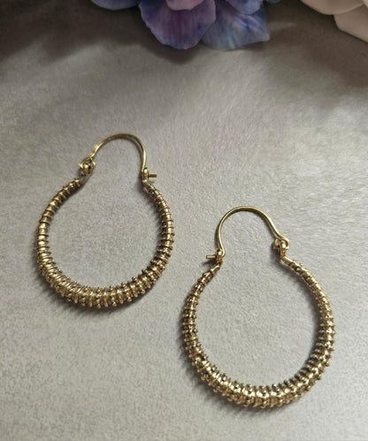Textured Brass Hoop Earrings, Gold Hoop Earrings, Minimalist Statement Hoops, Lightweight Everyday Jewellery, Nickel Free Gift for Her