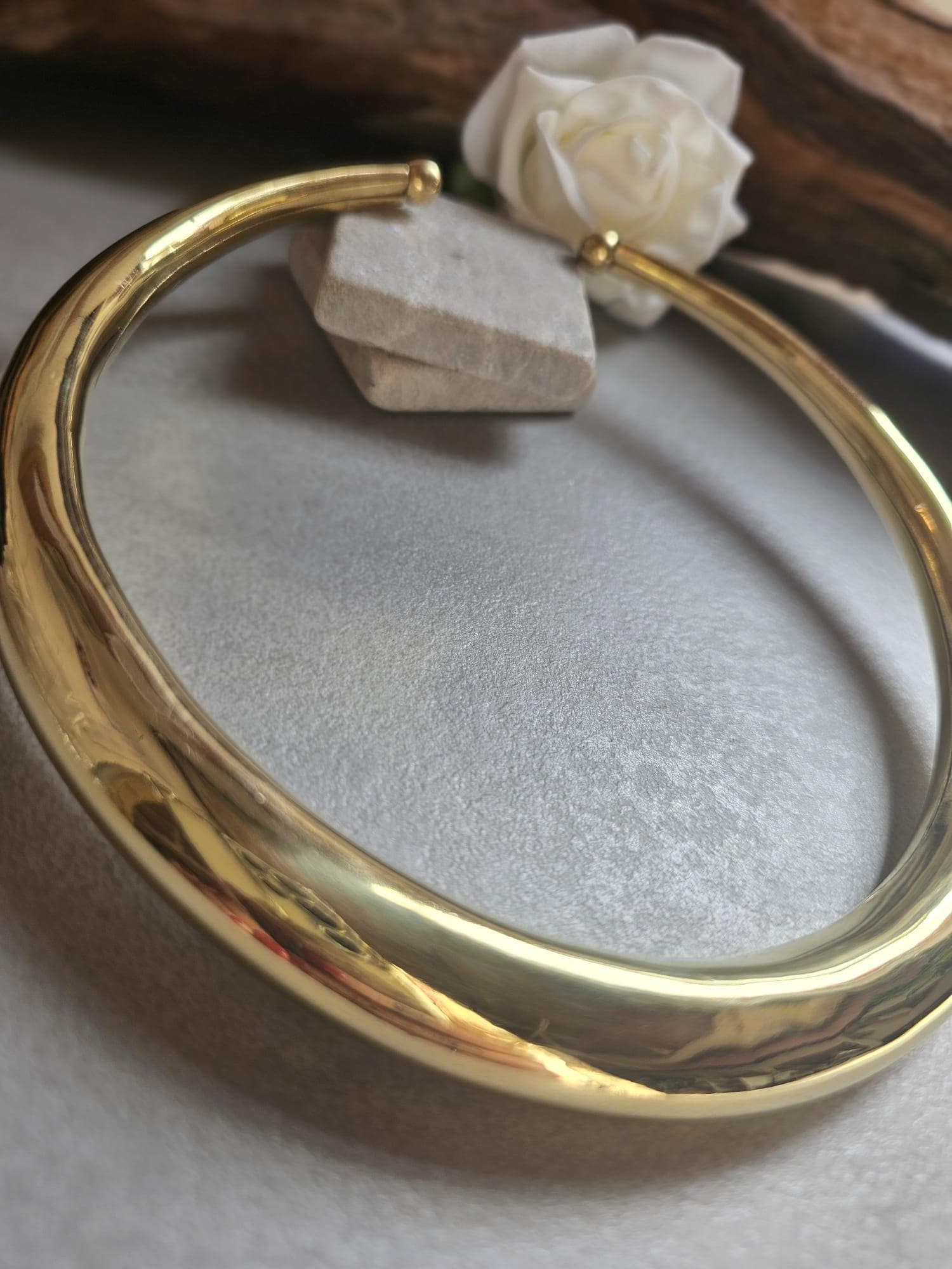 Raw Brass Statement Choker Necklace | Lightweight Open Collar Necklace | Minimalist Gold Tone Neck Cuff | Nickel Free