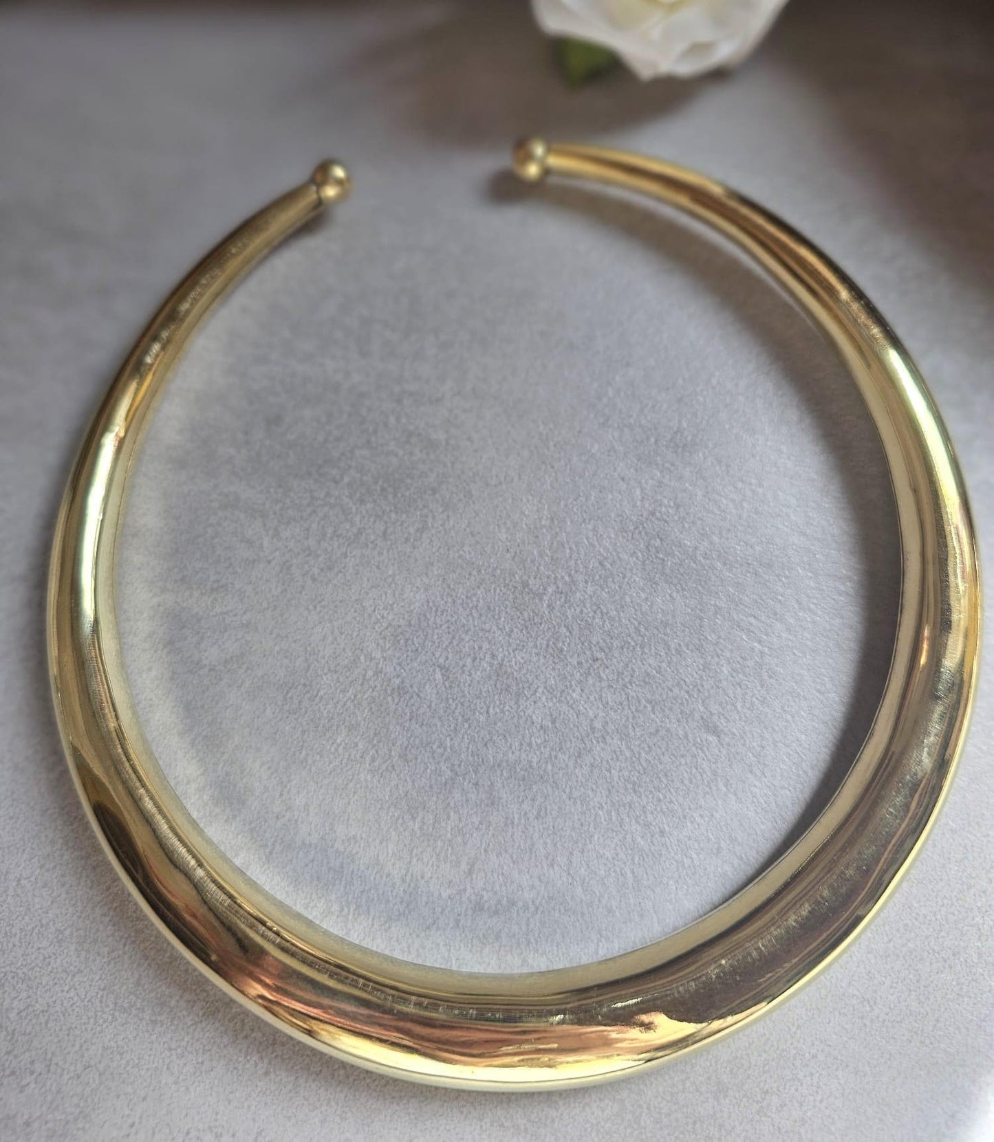 Raw Brass Statement Choker Necklace | Lightweight Open Collar Necklace | Minimalist Gold Tone Neck Cuff | Nickel Free