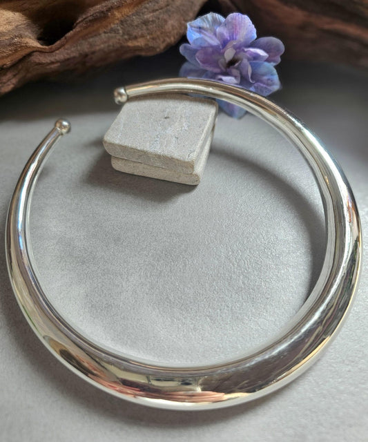 Silver Plated Statement Choker Necklace | Lightweight Open Collar Necklace | Minimalist Silver Neck Cuff