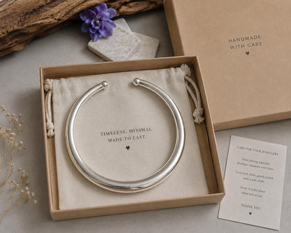 Silver Plated Statement Choker Necklace | Lightweight Open Collar Necklace | Minimalist Silver Neck Cuff