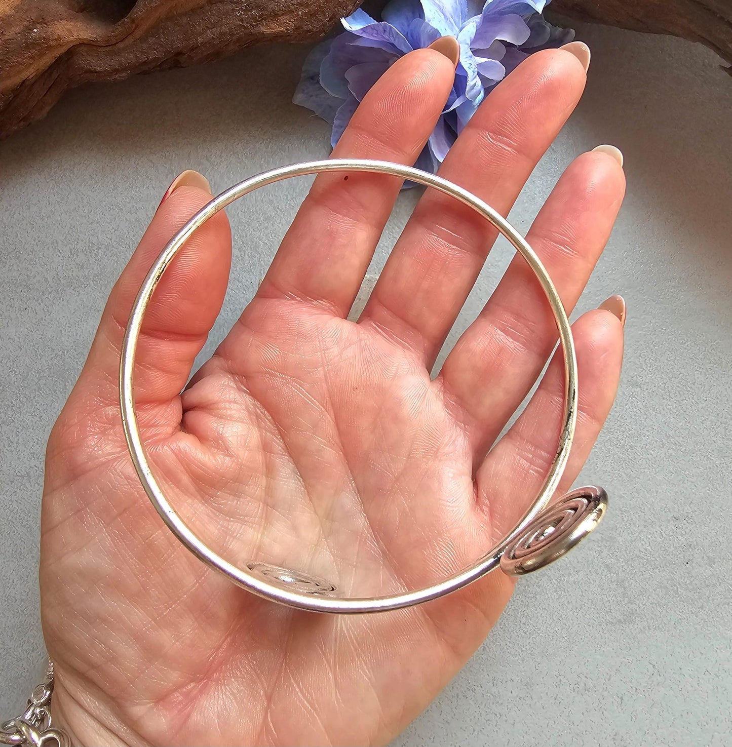 Silver Plated Spiral Arm Cuff Bracelet | Boho Upper Arm Bracelet | Adjustable Armlet | Minimalist Spiral Bangle | Bohemian Jeweller
