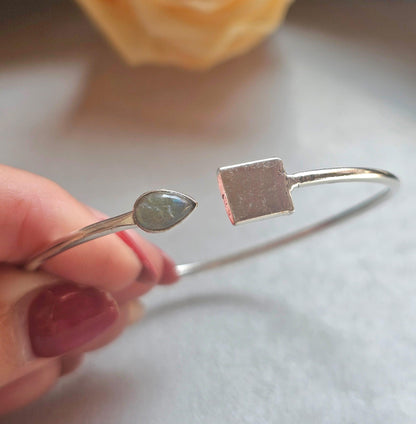 Silver Plated Open Bracelet, Minimalist Adjustable Bangle, Dainty Boho Jewellery, Everyday Silver Bracelet, Gift for Her
