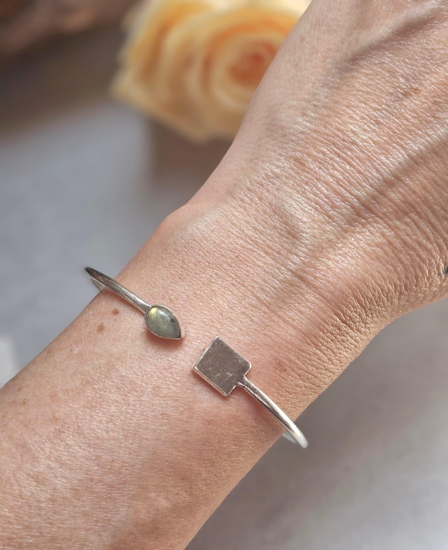 Silver Plated Open Bracelet, Minimalist Adjustable Bangle, Dainty Boho Jewellery, Everyday Silver Bracelet, Gift for Her