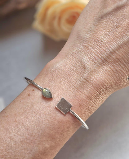 Silver Plated Open Bracelet, Minimalist Adjustable Bangle, Dainty Boho Jewellery, Everyday Silver Bracelet, Gift for Her