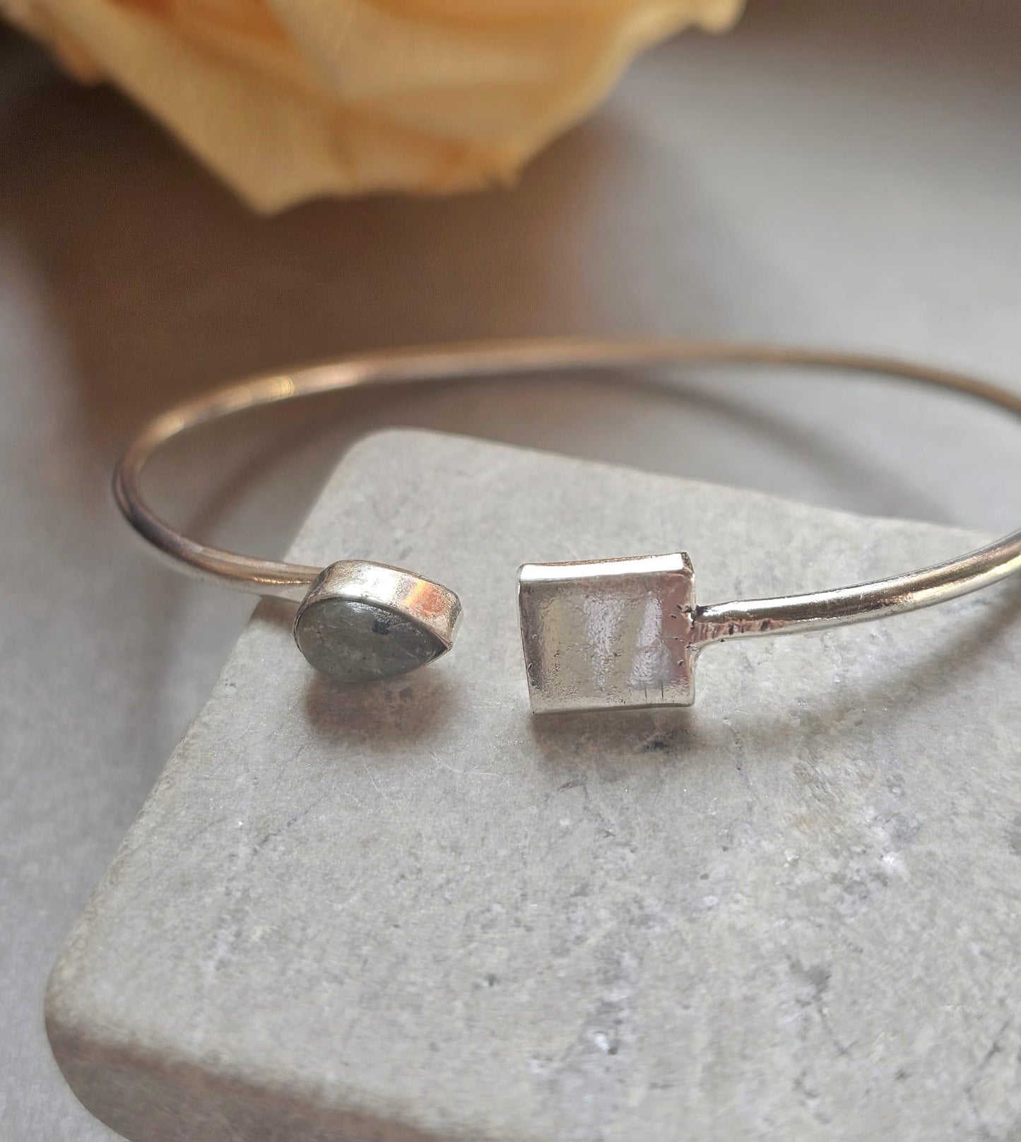 Silver Plated Open Bracelet, Minimalist Adjustable Bangle, Dainty Boho Jewellery, Everyday Silver Bracelet, Gift for Her