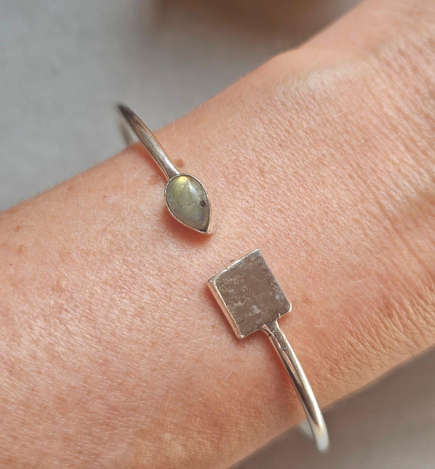 Silver Plated Open Bracelet, Minimalist Adjustable Bangle, Dainty Boho Jewellery, Everyday Silver Bracelet, Gift for Her