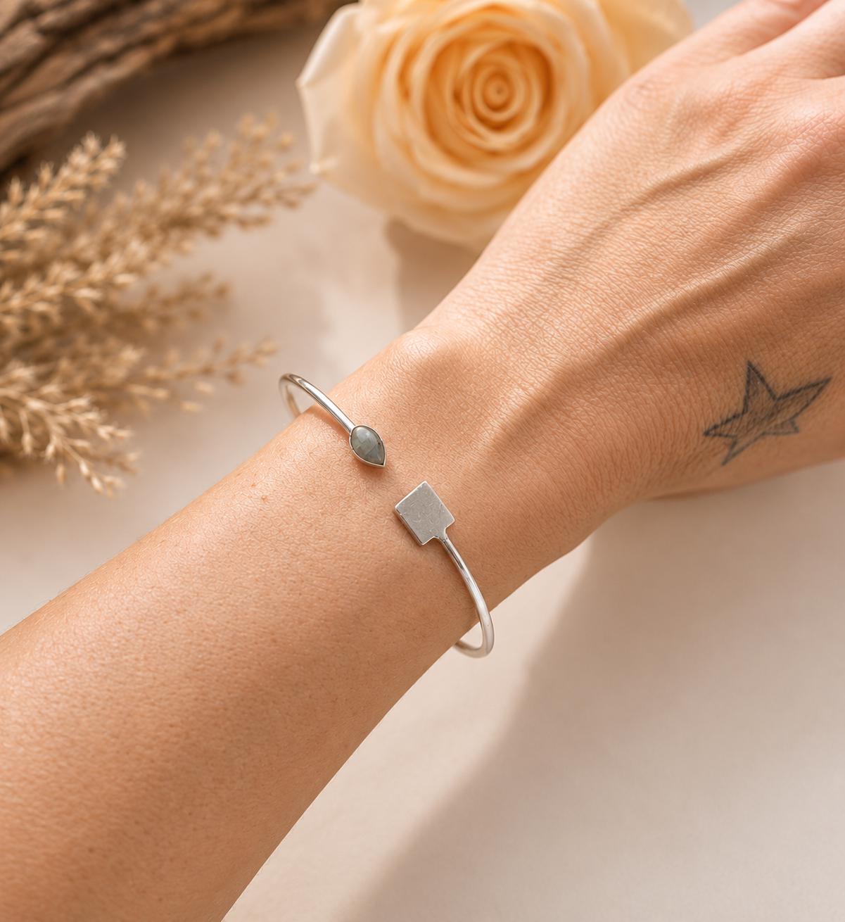 Silver Plated Open Bracelet, Minimalist Adjustable Bangle, Dainty Boho Jewellery, Everyday Silver Bracelet, Gift for Her