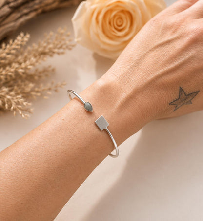 Silver Plated Open Bracelet, Minimalist Adjustable Bangle, Dainty Boho Jewellery, Everyday Silver Bracelet, Gift for Her