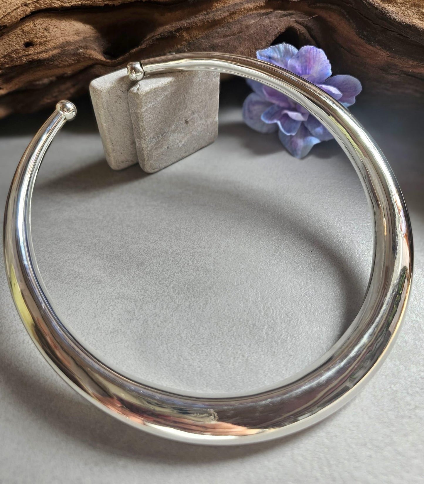 Silver Plated Statement Choker Necklace | Lightweight Open Collar Necklace | Minimalist Silver Neck Cuff