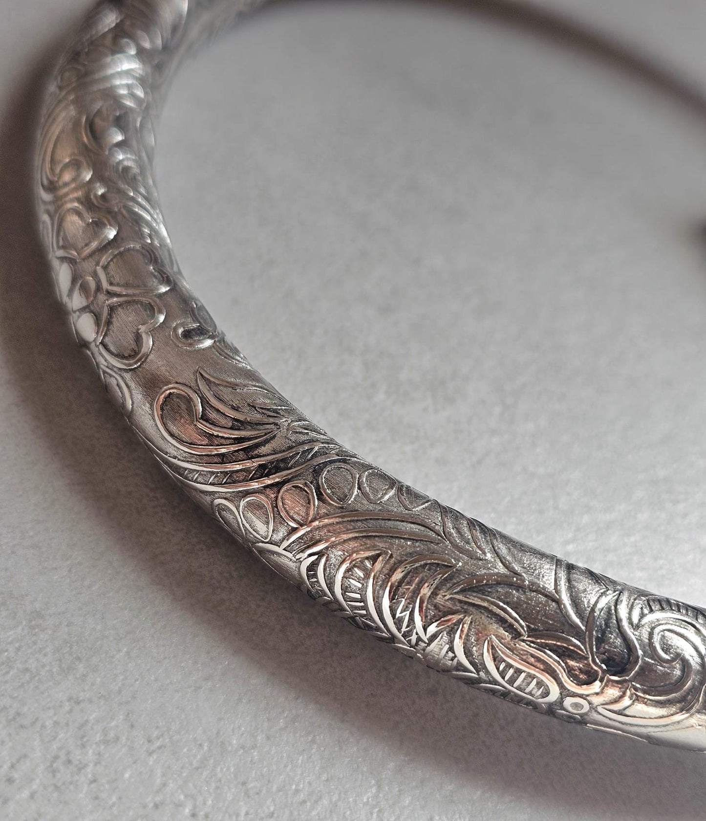 Silver Plated Floral Choker Necklace | Vintage Inspired Engraved Collar Necklace | Boho Statement Jewellery