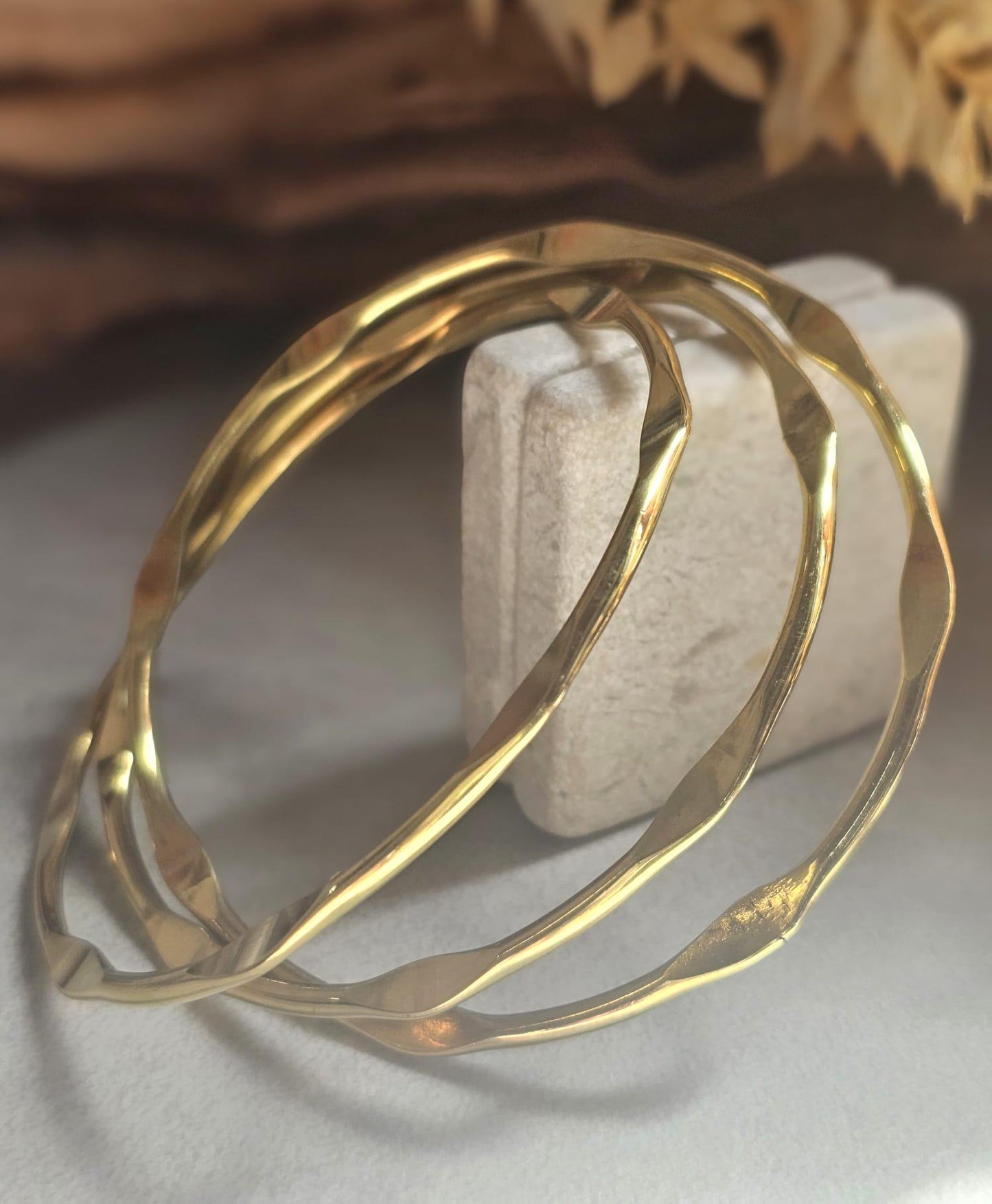 Raw Brass Stacking Bracelets | Nickel & Lead Free Cuff Set | Boho Layered Bangles | Laboheme Jewellery